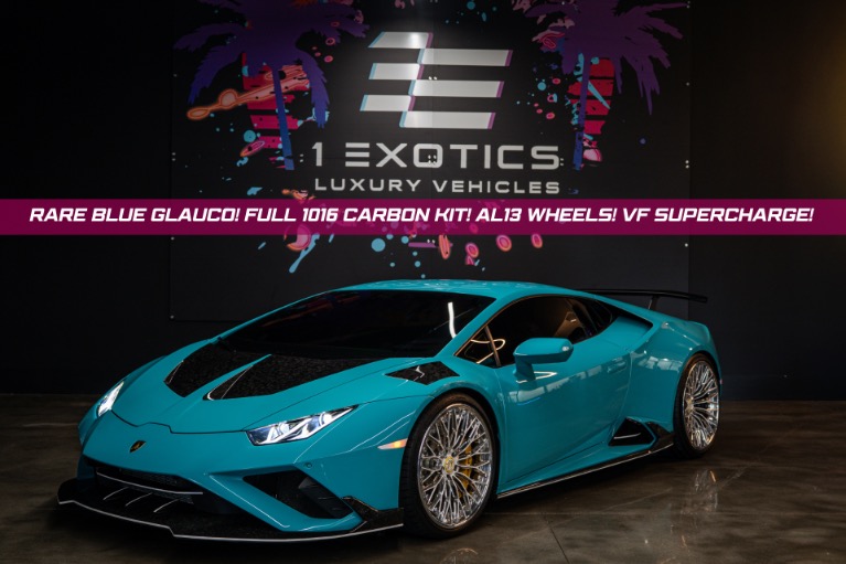 Used 2022 Lamborghini Huracan EVO Full 1016 Carbon! VF Supercharged! AL13 Wheels! Rare Blu Glauco! Low Miles! for sale $399,813 at One Exotics Luxury Vehicles LLC in Tampa FL