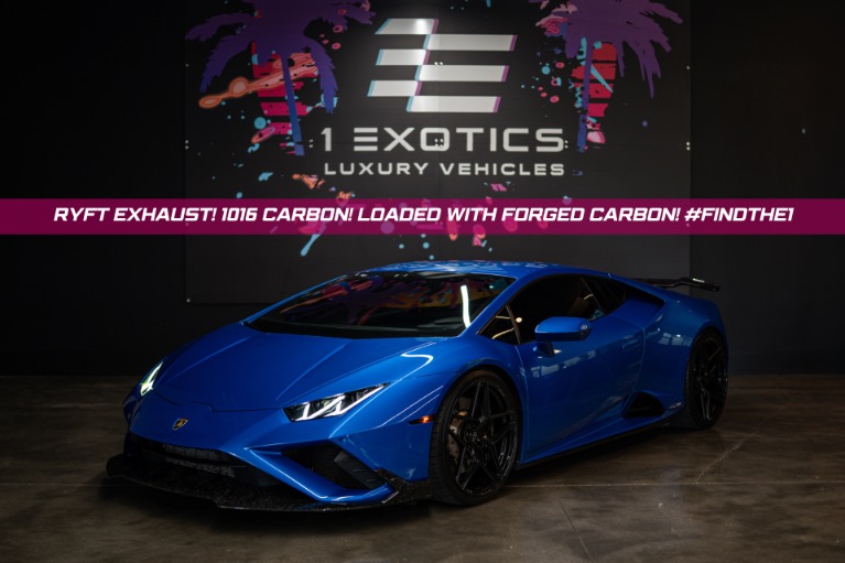 Used 2021 Lamborghini Huracan Evo Ryft Exhaust & 1016 Carbon! All Forged Carbon! Rare Blu Eleos! Loaded! for sale $289,813 at One Exotics Luxury Vehicles LLC in Tampa FL