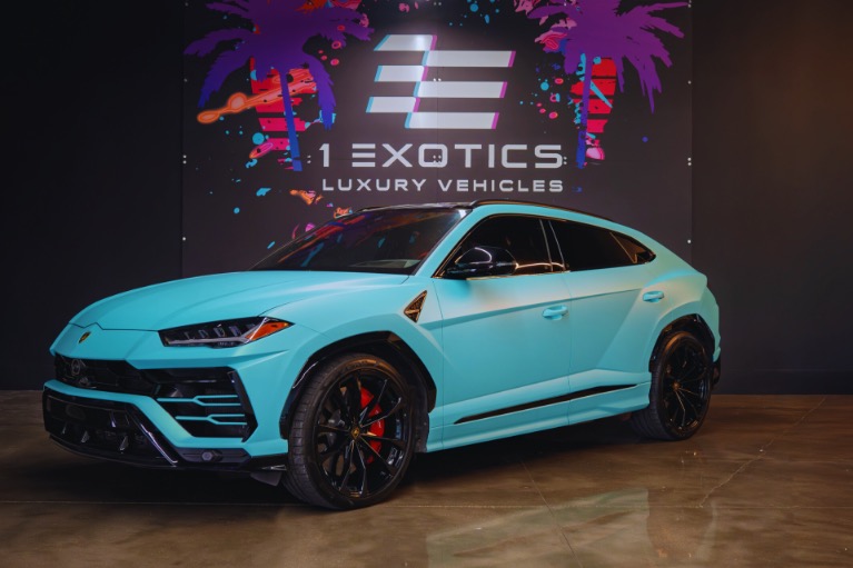 Used-2021-Lamborghini-Urus-Matte-Tiffany-Metallic-Wrap!-Sportiva-Red-Interior!-Custom-Exhaust!-Loaded!-1758227807